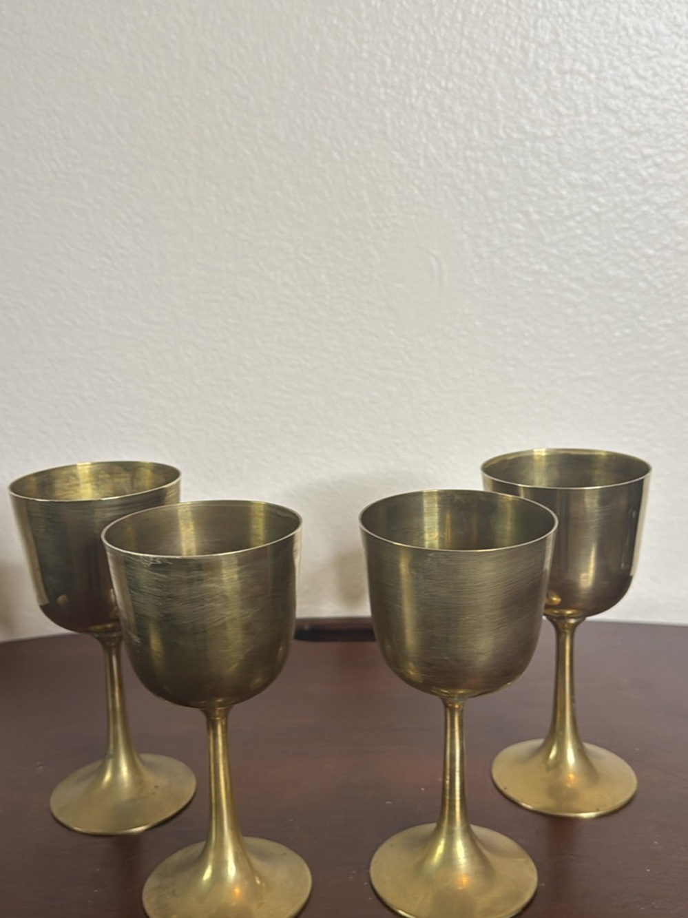Brass Wine Goblets Set of 4 - Antique-Style Gold Finish